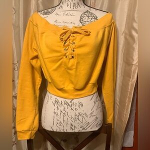 Thrill 94 Off the Shoulder Yellow  Crop Top Size XL Preowned
